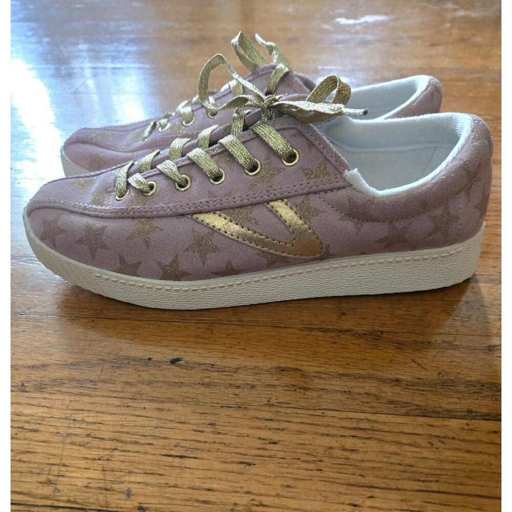 Tretorn x Anthropologie Size 7 Nylite Galaxy Glitter Gold Star Suede Sneakers